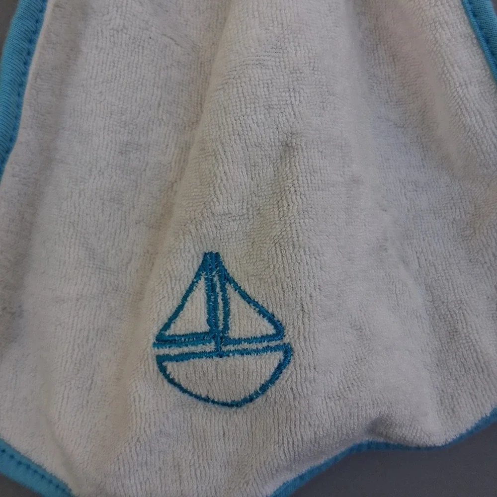 Lot Of 3 Terry Cloth Baby Bibs Drool Feeding Sailboat Elephant Blue Orange EUC